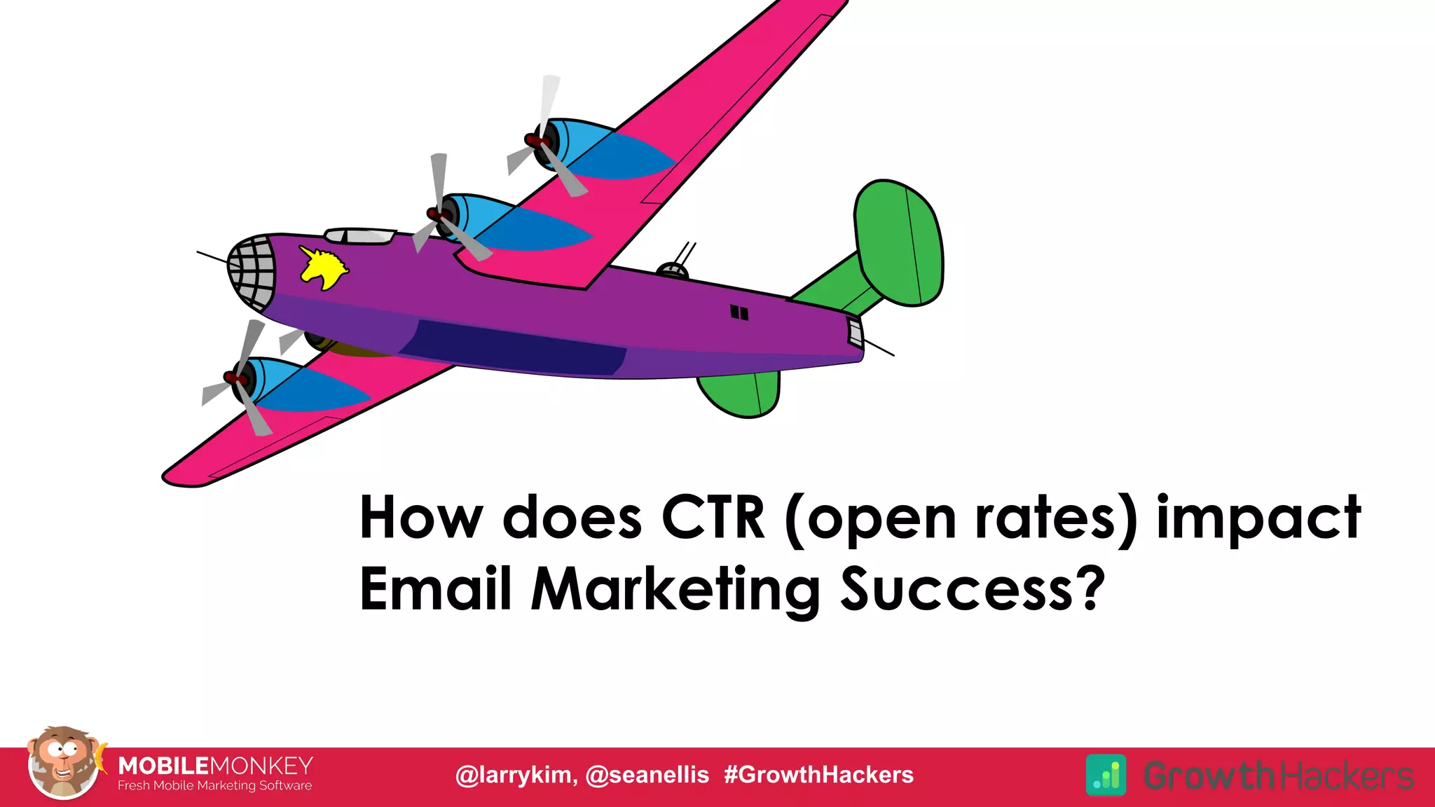 #CMCa2z @larrykim
How does CTR (open rates) impact
Email Marketing Success?
@larrykim, @seanellis #GrowthHackers
 