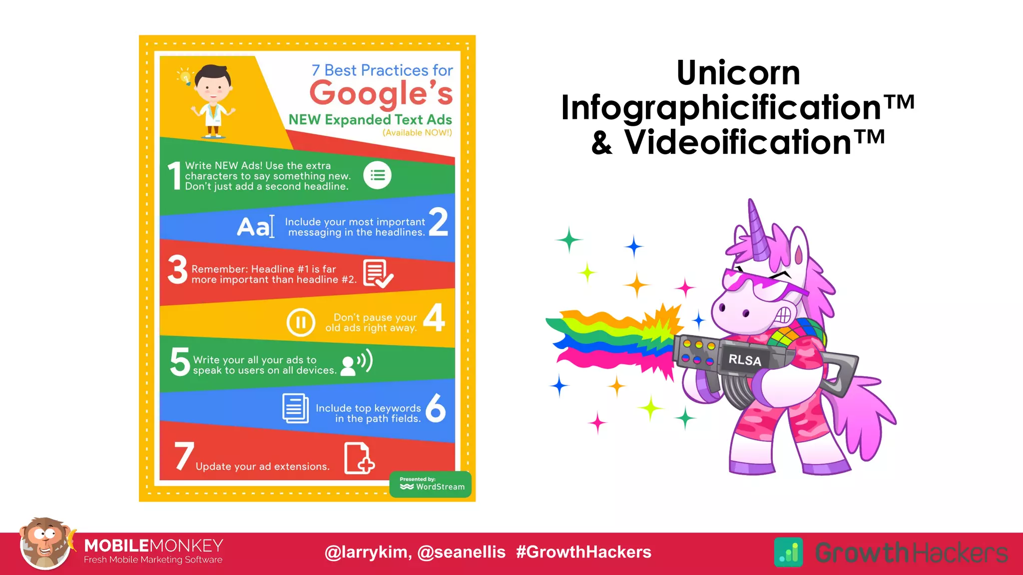 #CMCa2z @larrykim
Unicorn
Infographicification™
& Videoification™
@larrykim, @seanellis #GrowthHackers
 