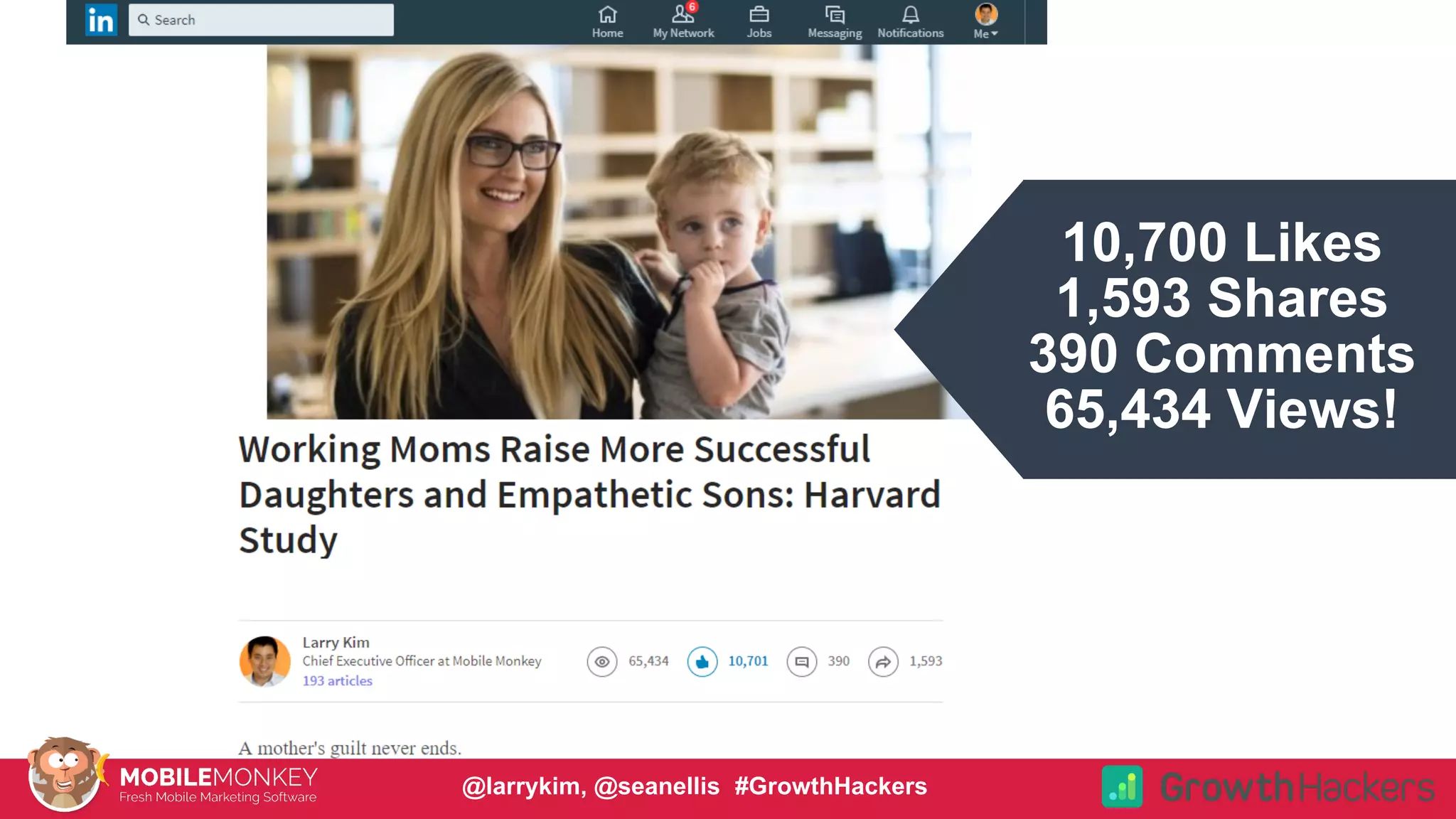 10,700 Likes
1,593 Shares
390 Comments
65,434 Views!
@larrykim, @seanellis #GrowthHackers
 