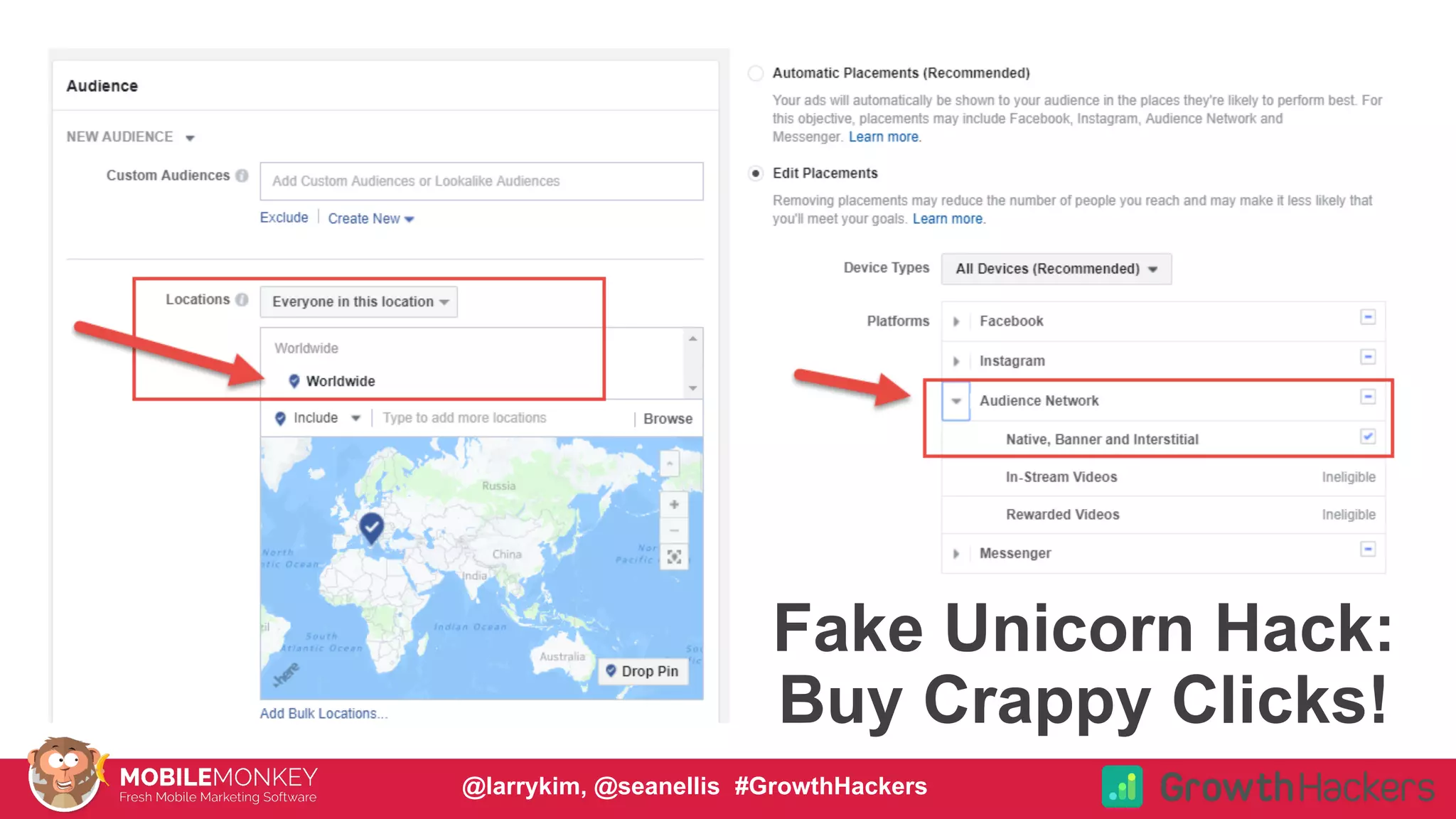 #CMCa2z @larrykim
Fake Unicorn Hack:
Buy Crappy Clicks!
@larrykim, @seanellis #GrowthHackers
 