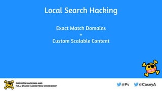 Local Search Hacking
Exact Match Domains
+
Custom Scalable Content
 