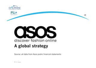 A global strategy
Source: all data from Asos public financial statements
© H. Isaac
19
 