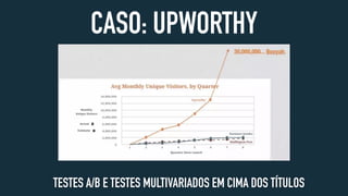 CASO: UPWORTHY
TESTES A/B E TESTES MULTIVARIADOS EM CIMA DOS TÍTULOS
 