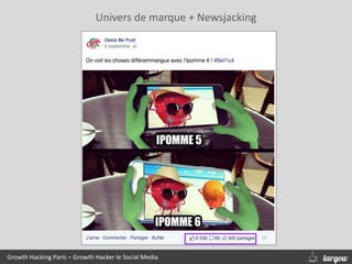 Growth Hacking Paris – Growth Hacker le Social Media
Univers de marque + Newsjacking
 