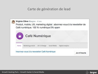 Growth Hacking Paris – Growth Hacker le Social Media
Carte de génération de lead
 