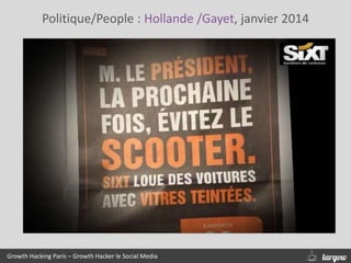 Politique/People : Hollande /Gayet, janvier 2014
Growth Hacking Paris – Growth Hacker le Social Media
 