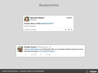 #cestcomme
Growth Hacking Paris – Growth Hacker le Social Media
 