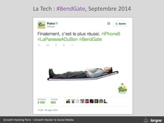 Growth Hacking Paris – Growth Hacker le Social Media
La Tech : #BendGate, Septembre 2014
 