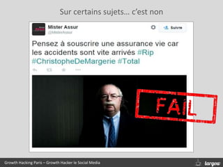 Growth Hacking Paris – Growth Hacker le Social Media
Sur certains sujets… c’est non
 