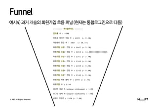 © NBT All Rights Reserved.
예시4)과거캐슬의회원가입흐름퍼널(현재는통합로그인으로다름)
Funnel
 