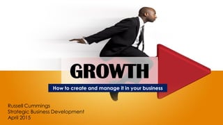 GROWTH
How to create and manage it in your business
Russell Cummings
Strategic Business Development
April 2015
 