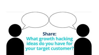 Share:
What growth hacking
ideas do you have for
your target customer?
 