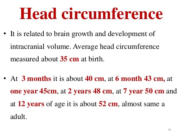 growth and development ppt average head size by age