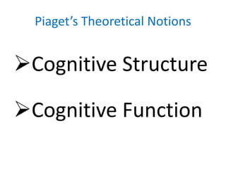 Piaget’s Theoretical Notions
Cognitive Structure
Cognitive Function
 