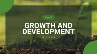 GROWTH AND
DEVELOPMENT
I N P L A N T S
Topic 1
 