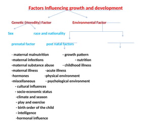 Growth and development and milestones, factors | PPTX