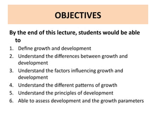 Growth and development (Lecture notes for MBBS students) | PPTX