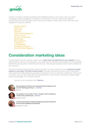 Marketing Ideas for Seniors Education by Growth Channel