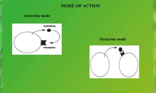 MODE OF ACTION
Autocrine mode
Paracrine mode
 