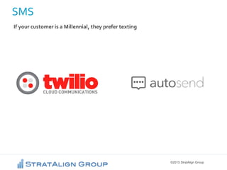 ©2015 StratAlign Group
SMS
If your customer is a Millennial, they prefer texting
 