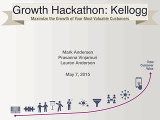 Growth Hackathon: Kellogg
Maximize the Growth of Your Most Valuable Customers
Mark Andersen
Prasanna Vinjamuri
Lauren Anderson
May 7, 2015
 