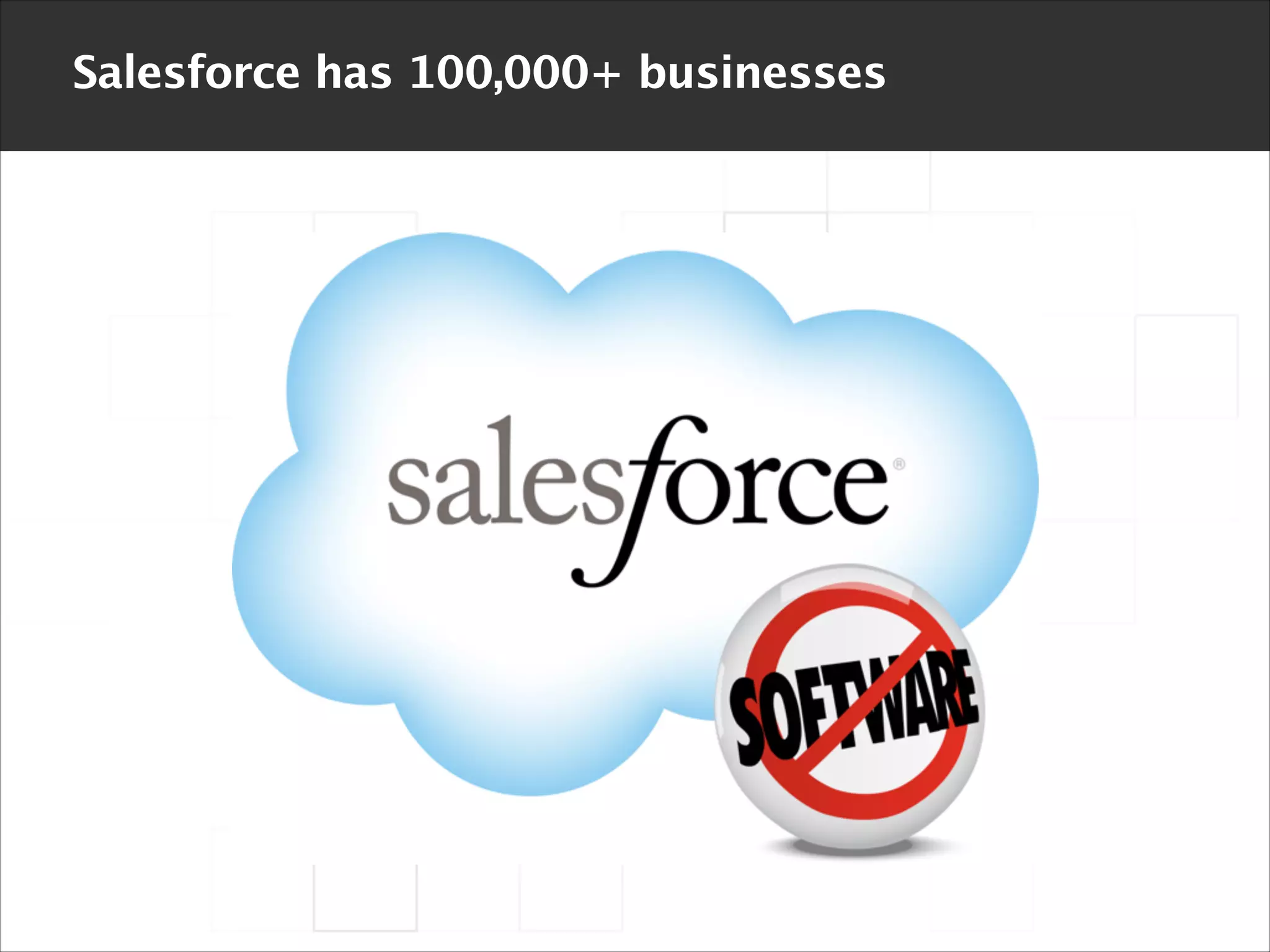 Salesforce has 100,000+ businesses

 