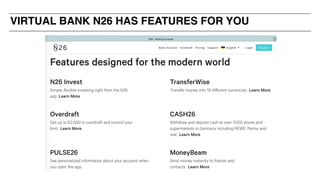 VIRTUAL BANK N26 HAS FEATURES FOR YOU
 