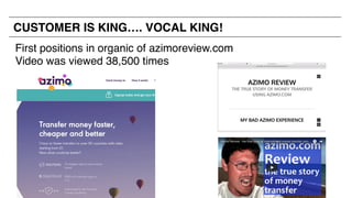 CUSTOMER IS KING…. VOCAL KING!
First positions in organic of azimoreview.com
Video was viewed 38,500 times
 