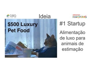 Ideia
#1 Startup
Alimentação
de luxo para
animais de
estimação
 