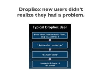 DropBox new users didn’t
realize they had a problem.
 