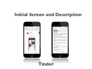 Initial Screen and Description
Tinder
 