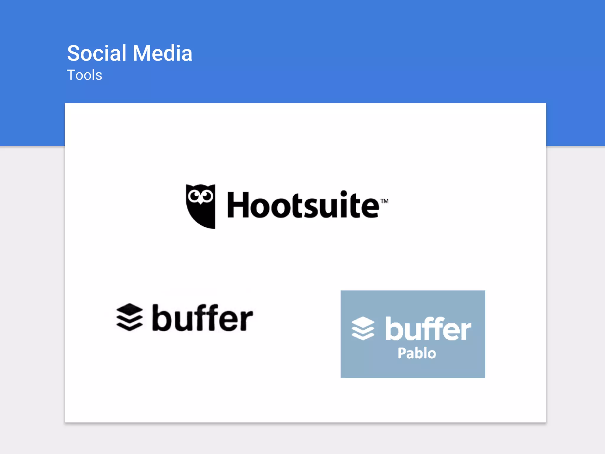 Social Media
Tools
 
