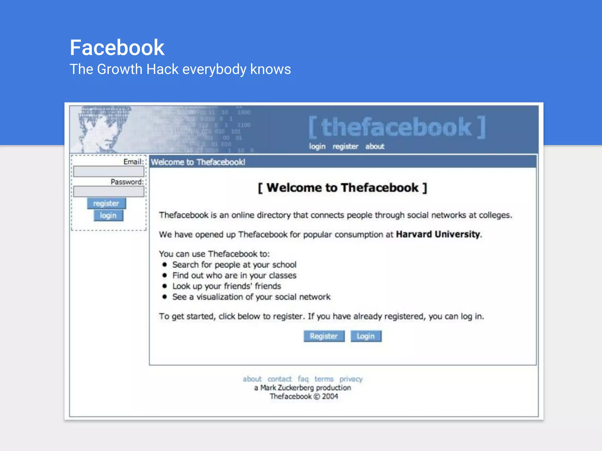 Facebook
The Growth Hack everybody knows
 