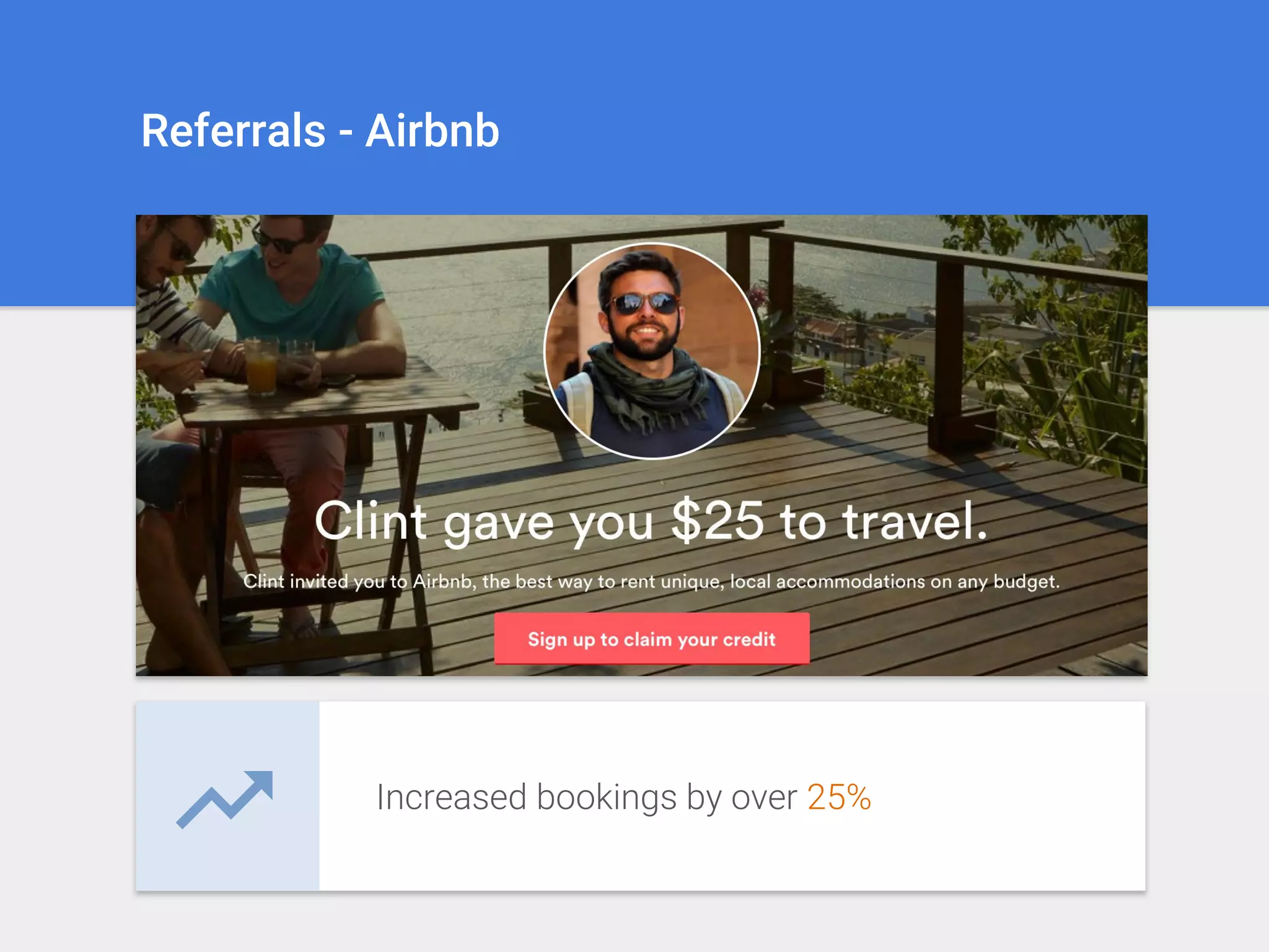 Referrals - Airbnb
Increased bookings by over 25%
 