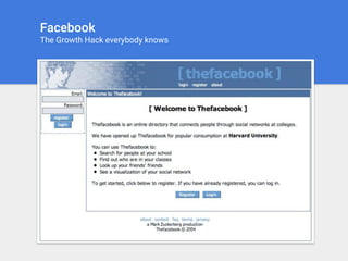 Facebook
The Growth Hack everybody knows
 