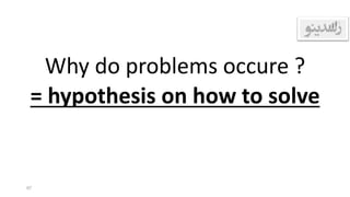 Why do problems occure ?
= hypothesis on how to solve
67
 