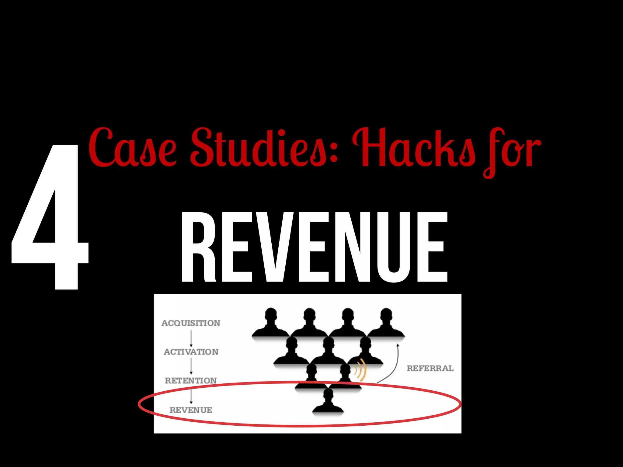 4

Case Studies: Hacks for
	
  

REVENUE

 