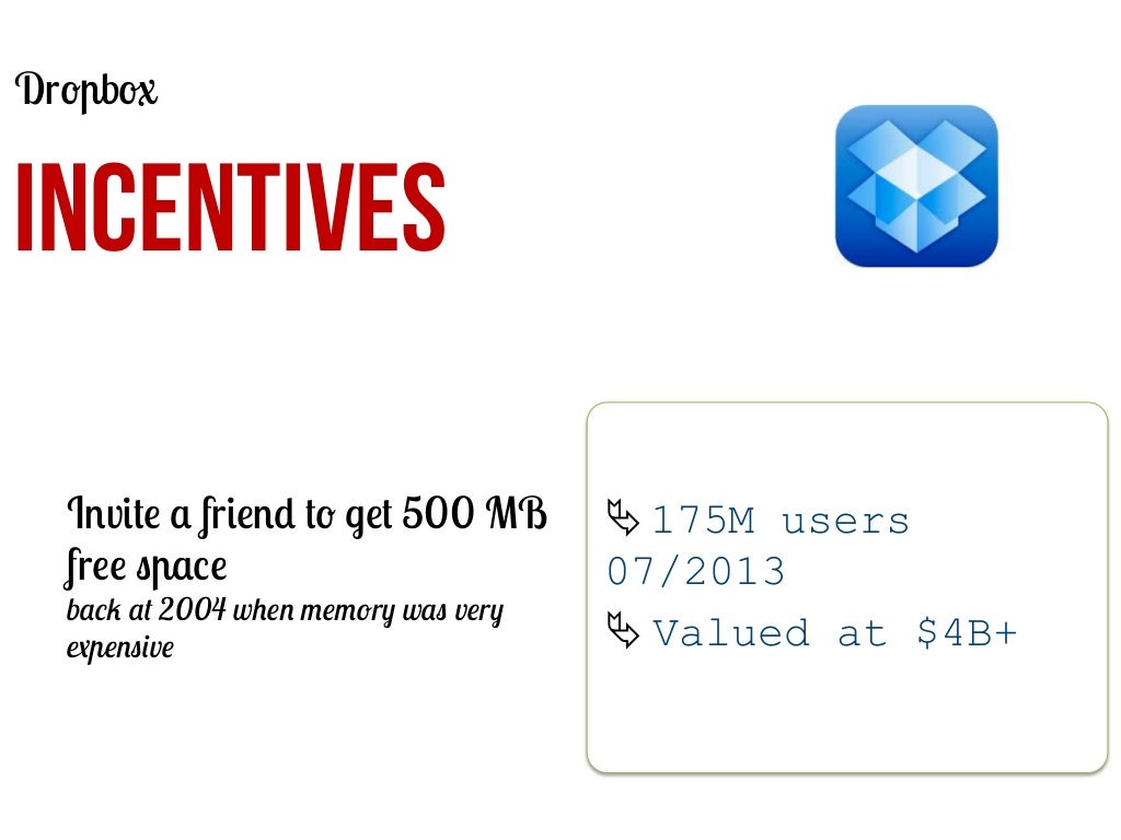 Dropbox INCENTIVES Invite a friend