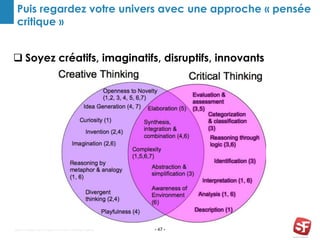 Puis regardez votre univers avec une approche « pensée
critique »
 Soyez créatifs, imaginatifs, disruptifs, innovants
- 47 -Search Foresight 2015 © Agence Conseil en Stratégie Digitale
 