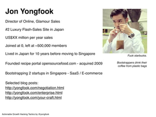 Disclaimer! 
Based on first hand experience growing a ! 
user-base of 500,000 (1.5 years) at previous company! 
and doing ...