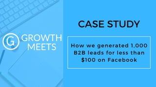 CASE STUDY
How we generated 1,000
B2B leads for less than
$100 on Facebook
 
