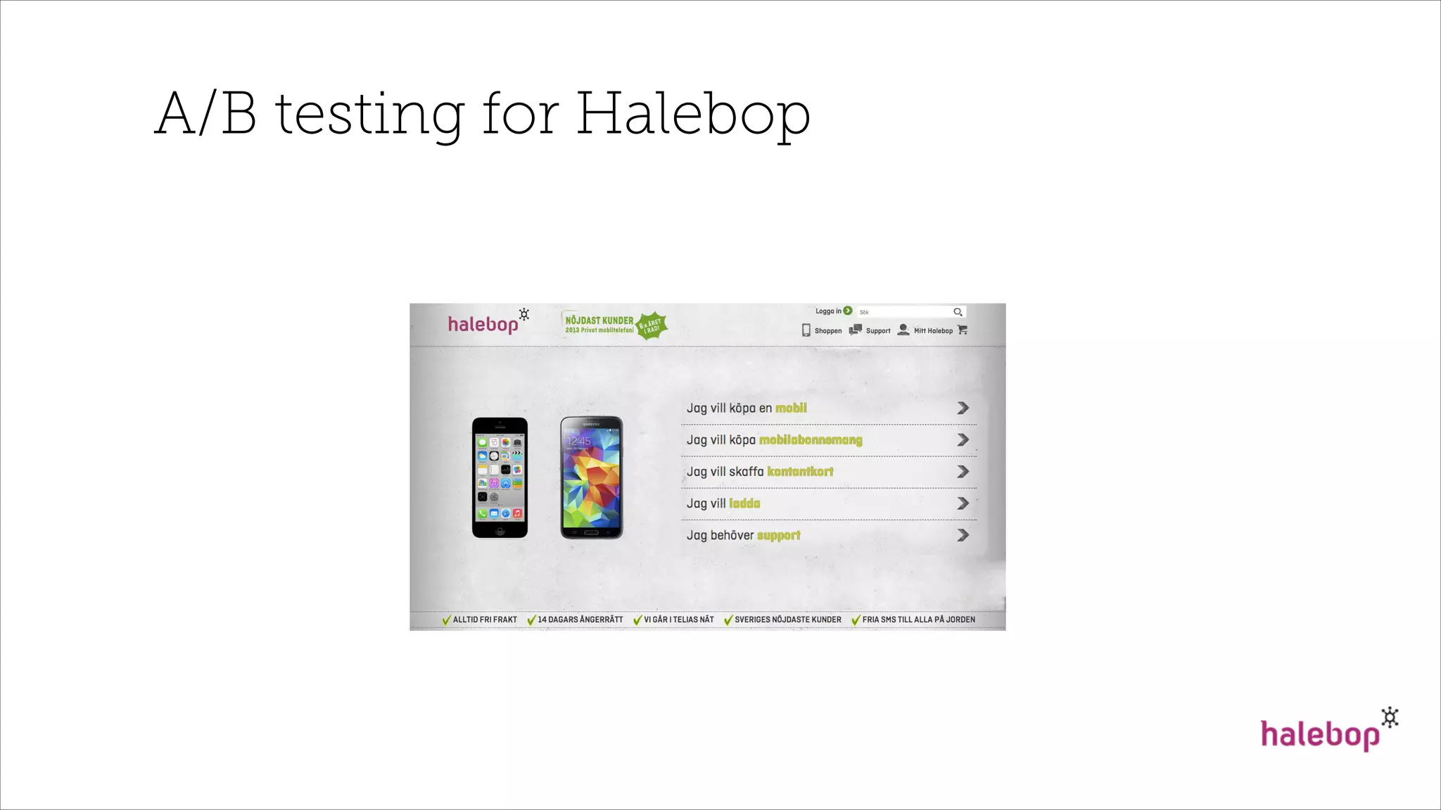 A/B testing for Halebop
 