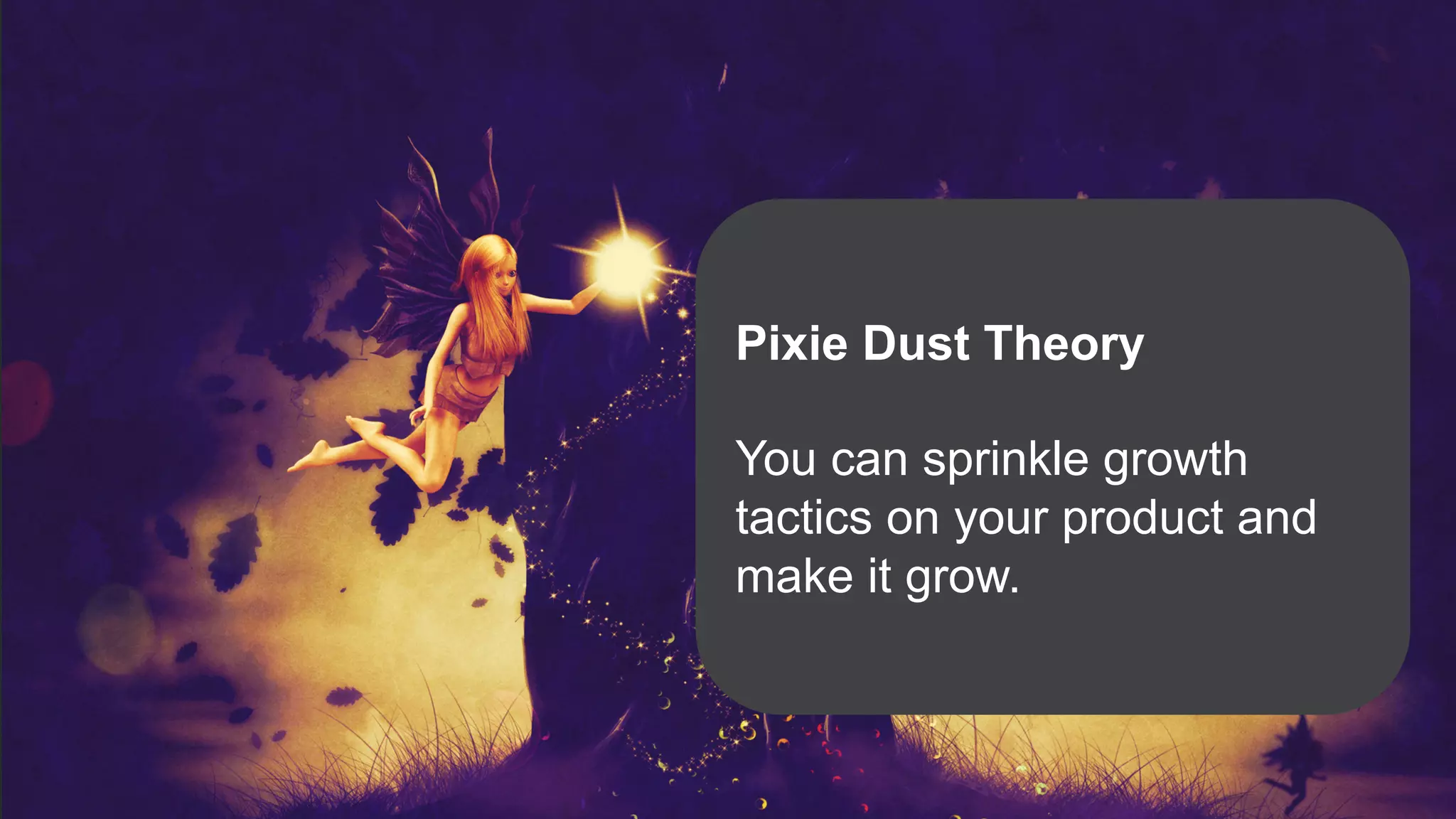 Pixie Dust Theory
You can sprinkle growth
tactics on your product and
make it grow.
 