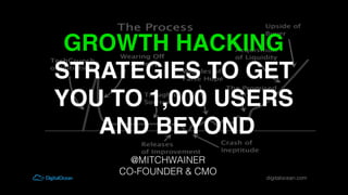 digitalocean.com!
GROWTH HACKING
STRATEGIES TO GET
YOU TO 1,000 USERS
AND BEYOND!
@MITCHWAINER!
CO-FOUNDER & CMO!
 
