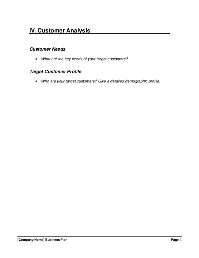 business plan customer analysis