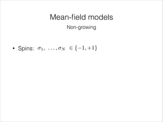 Mean-ﬁeld models
Non-growing

•

Spins:

1,

...,

N

2 { 1, +1}

 
