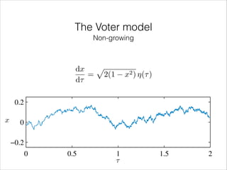 The Voter model

0.2

Non-growing

x

0
−0.2
0

dx p
= 2(1 x2 ) ⌘(⌧ )
50d⌧
100
150

200

t

0.2
x

0
−0.2
0

0.5

1
τ

1.5

2

 