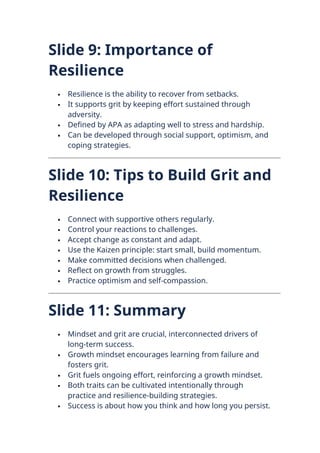 Mindset and Grit: Psychological Foundations for Long-Term Success and ...