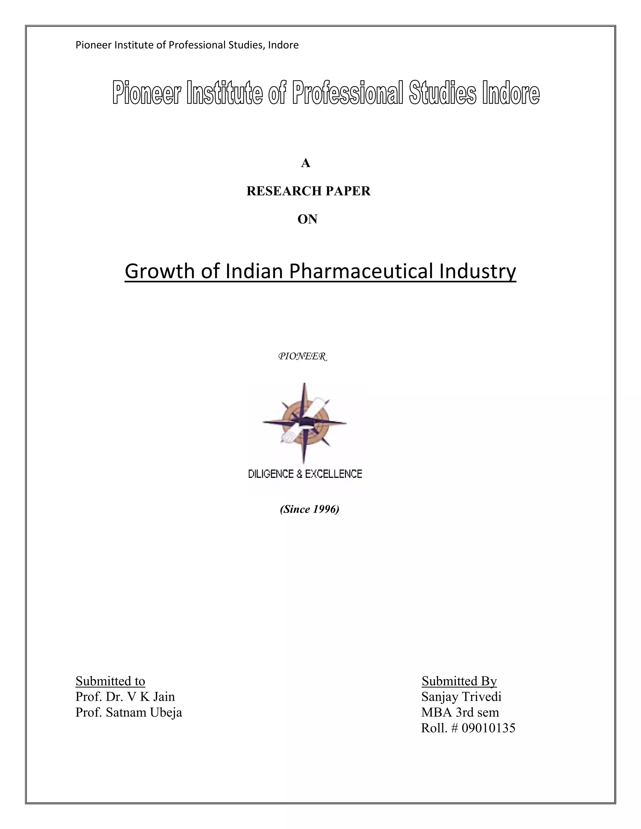 Growth of Indian pharmaceutical industry | PDF