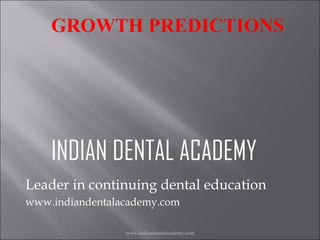 GROWTH PREDICTIONS

INDIAN DENTAL ACADEMY
Leader in continuing dental education
www.indiandentalacademy.com
www.indiandentalacademy.com

 
